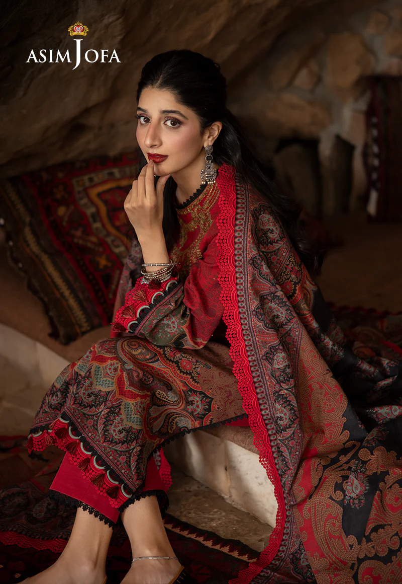 AJUW-02 EMBROIDERED KHADDAR 3 Pcs - Image 5