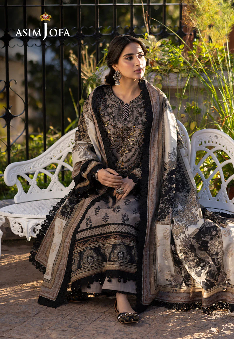 AJUWD-08 EMBROIDERED KHADDAR 3 Pcs - Image 4