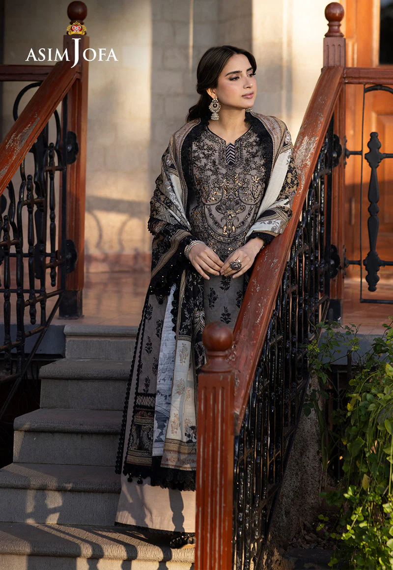 AJUWD-08 EMBROIDERED KHADDAR 3 Pcs - Image 7