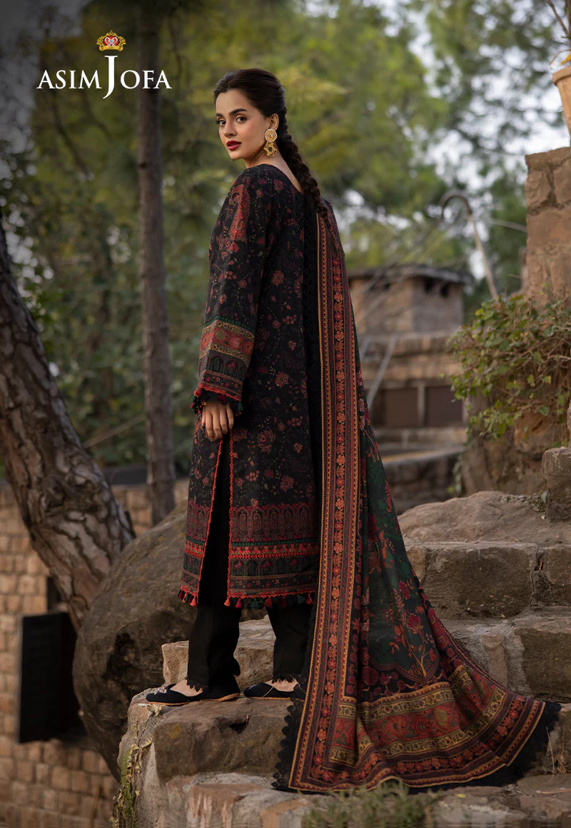 AJUWD-09 EMBROIDERED KHADDAR 3 Pcs - Image 2