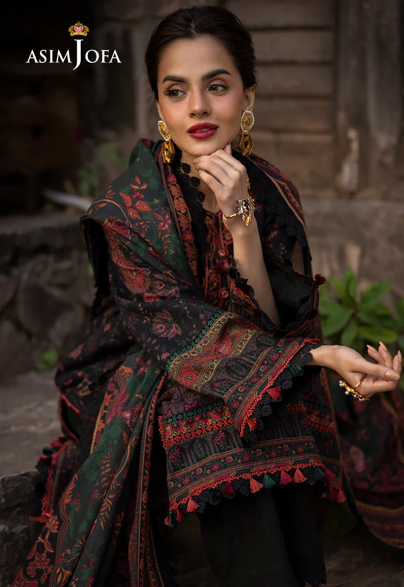 AJUWD-09 EMBROIDERED KHADDAR 3 Pcs - Image 4