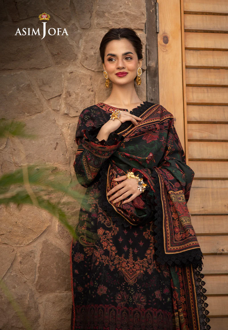 AJUWD-09 EMBROIDERED KHADDAR 3 Pcs - Image 6