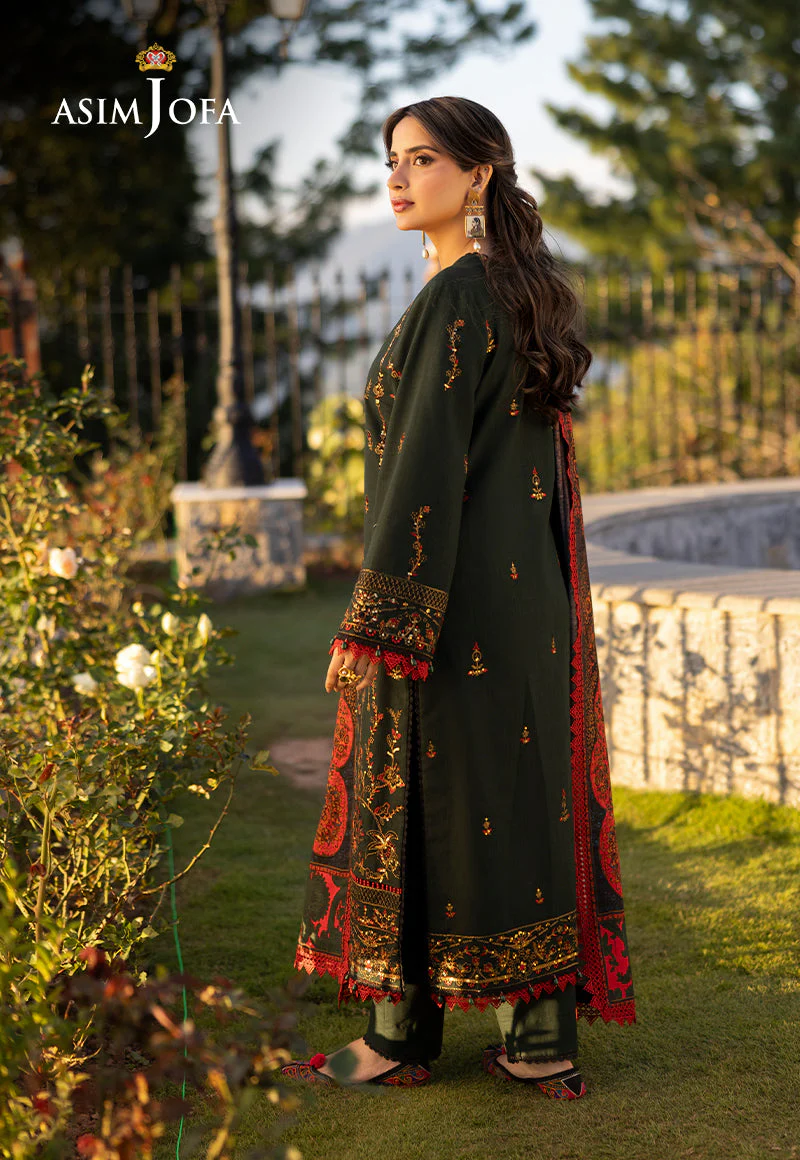 AJUWD-11 EMBROIDERED KHADDAR 3 Pcs - Image 2