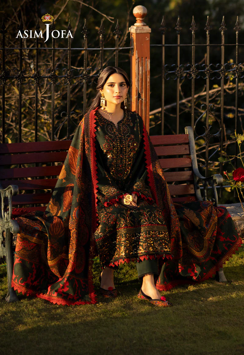 AJUWD-11 EMBROIDERED KHADDAR 3 Pcs - Image 3