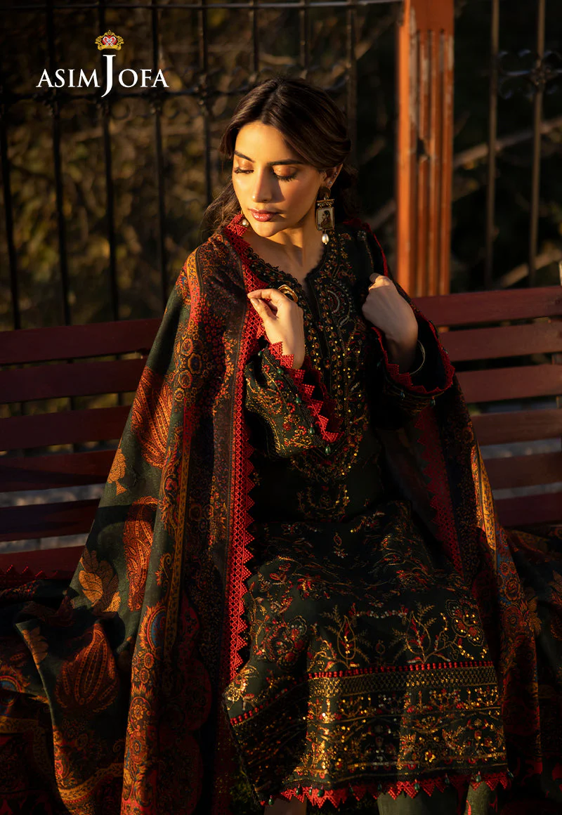 AJUWD-11 EMBROIDERED KHADDAR 3 Pcs - Image 4