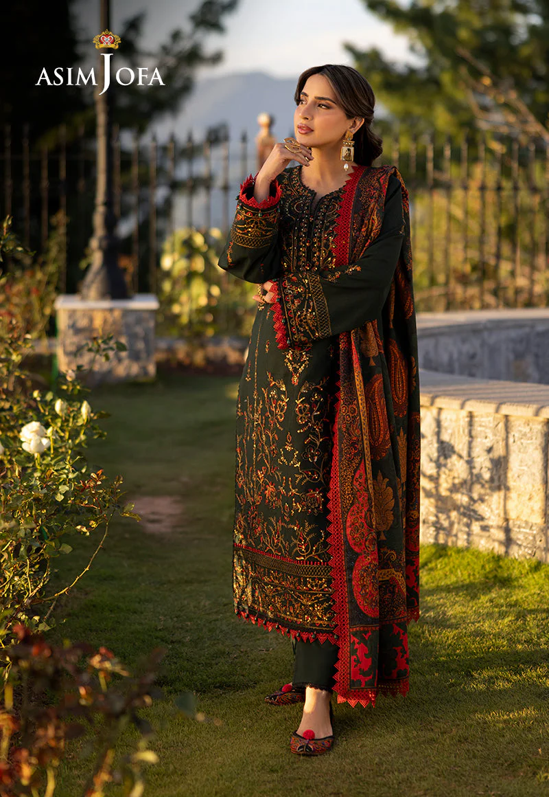 AJUWD-11 EMBROIDERED KHADDAR 3 Pcs - Image 5