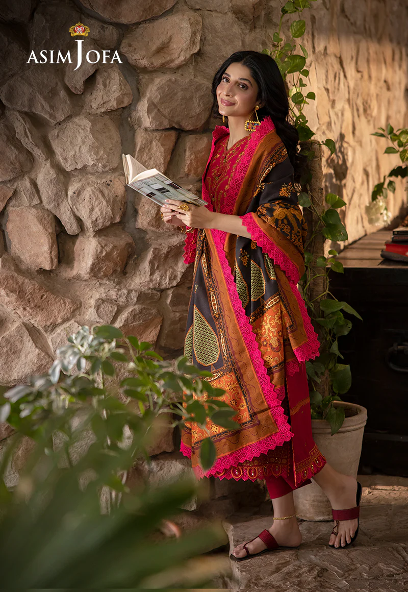 AJUW-12 EMBROIDERED KHADDAR 3 Pcs - Image 5