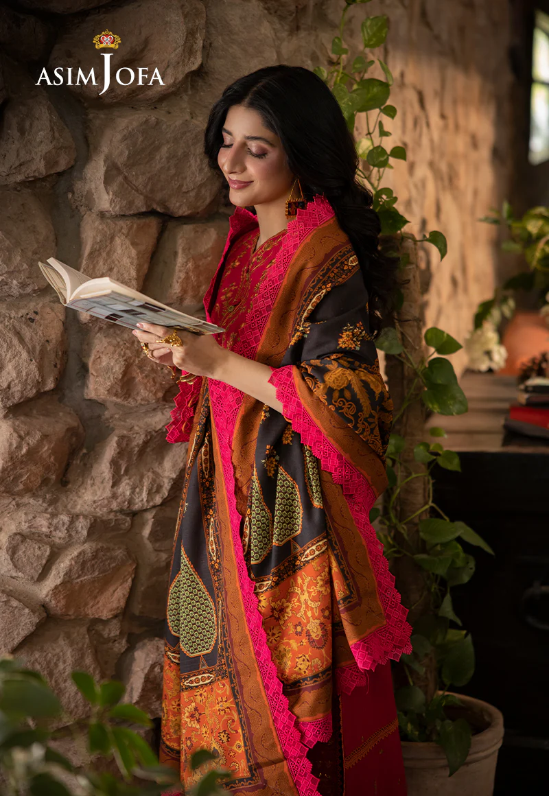 AJUW-12 EMBROIDERED KHADDAR 3 Pcs - Image 7