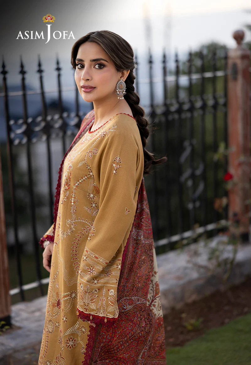 AJUW-13 EMBROIDERED KHADDAR 3 Pcs - Image 5