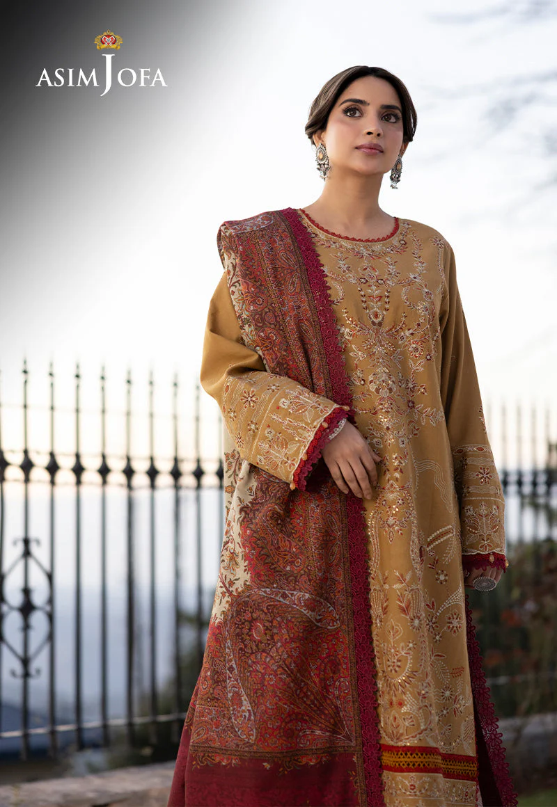 AJUWD-13 EMBROIDERED KHADDAR 3 Pcs - Image 7
