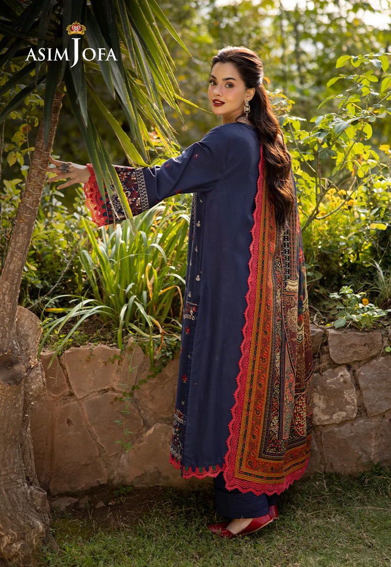 AJUWD-14 EMBROIDERED KHADDAR STITCHED 3 Pcs - Image 2
