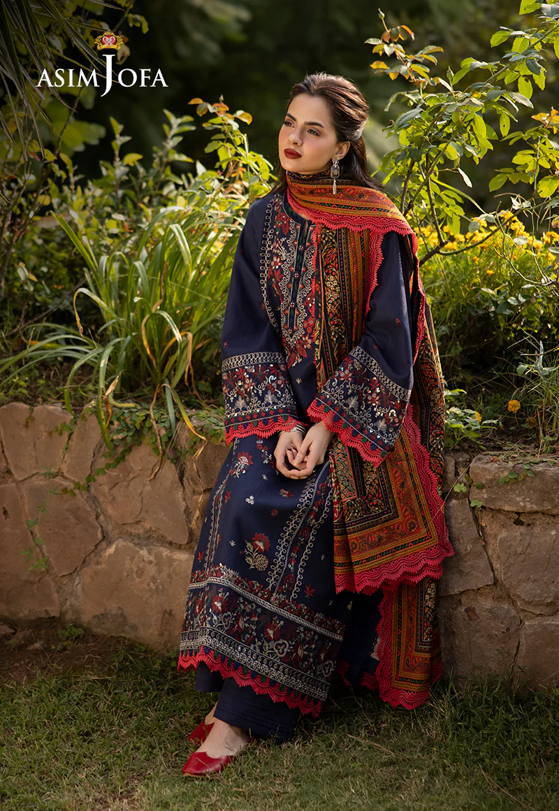 AJUWD-14 EMBROIDERED KHADDAR STITCHED 3 Pcs - Image 4