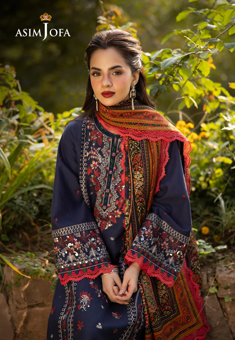 AJUWD-14 EMBROIDERED KHADDAR STITCHED 3 Pcs - Image 5