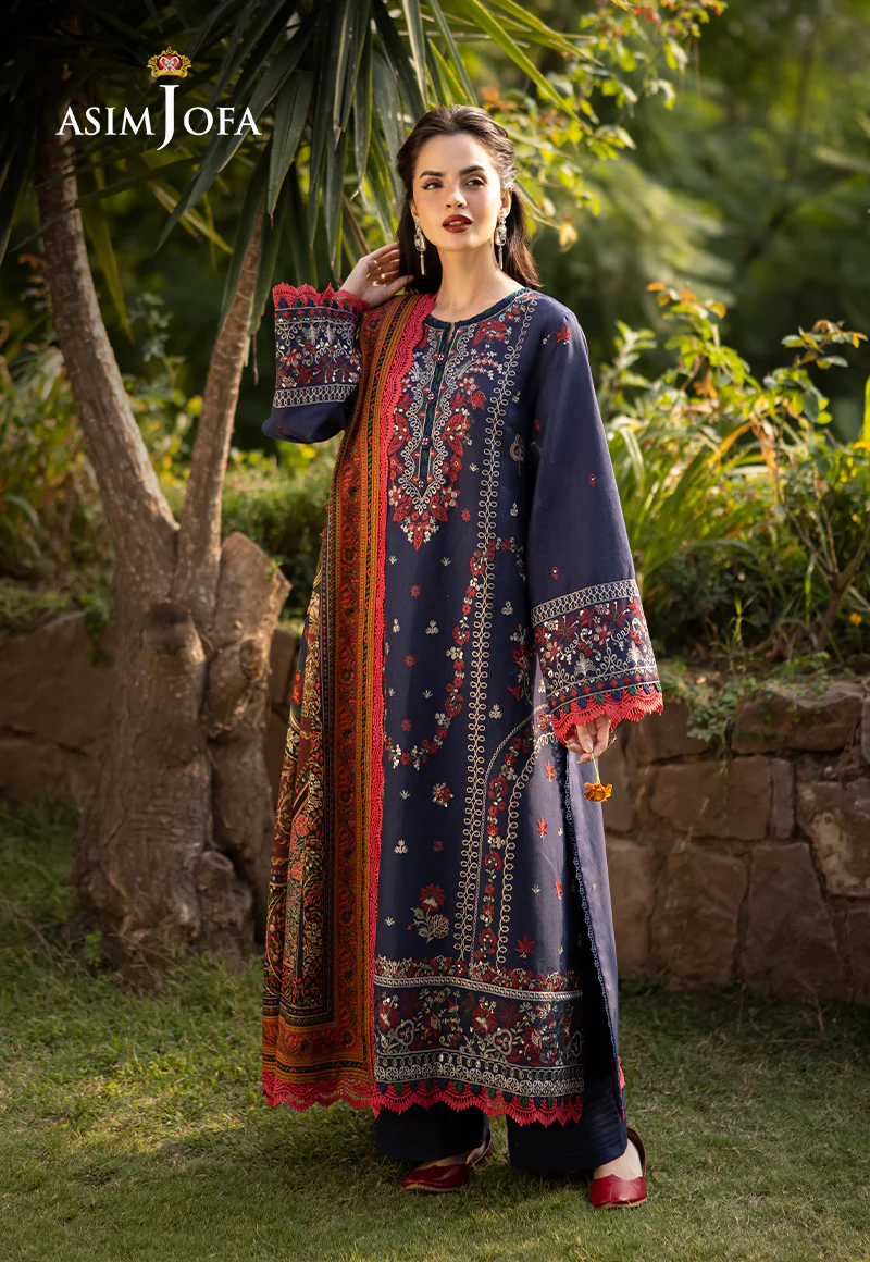 AJUWD-14 EMBROIDERED KHADDAR STITCHED 3 Pcs - Image 6