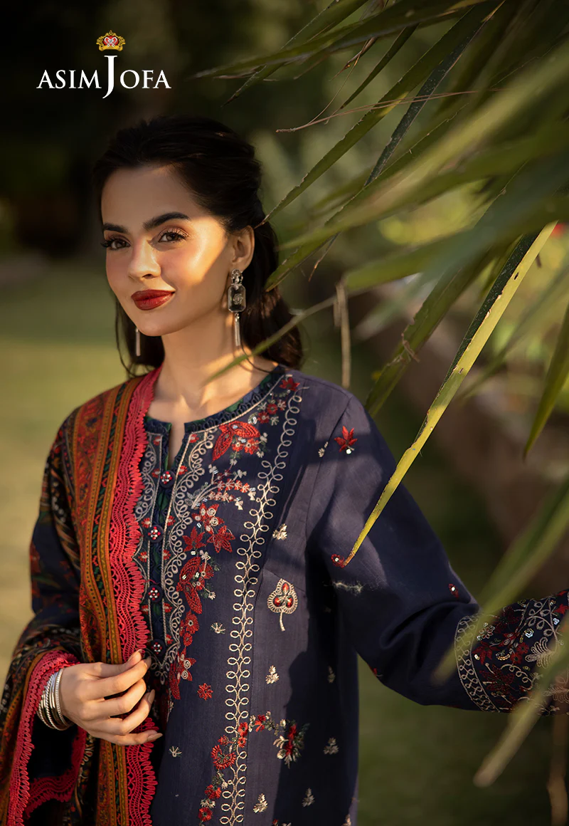 AJUWD-14 EMBROIDERED KHADDAR STITCHED 3 Pcs - Image 7