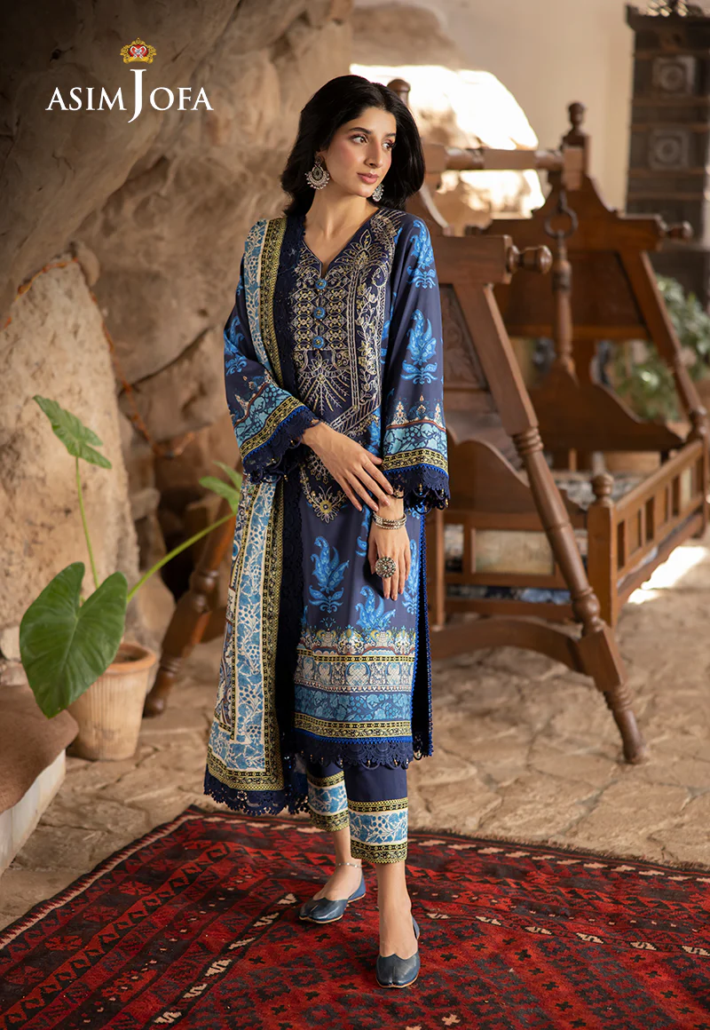 AJUW-16 EMBROIDERED VISCOSE 3 Pcs