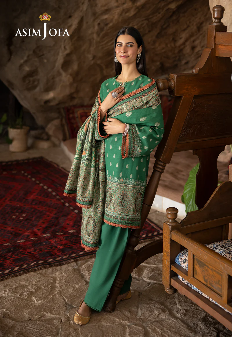 AJUW-32 PRINTED KHADDAR 3 Pcs - Image 6