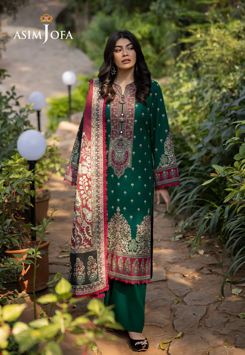 AJUW-40 PRINTED KHADDAR 3 Pcs - Image 3
