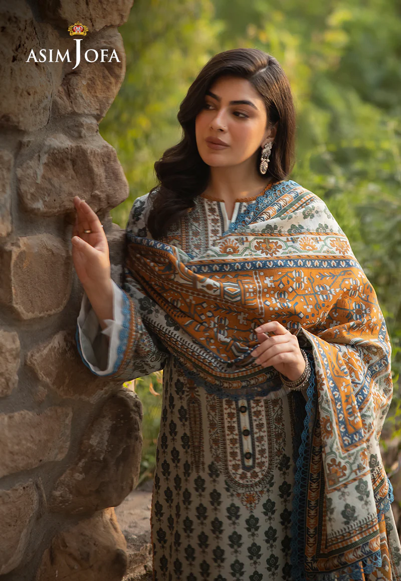 AJUW-42 PRINTED KHADDAR 3 Pcs - Image 7