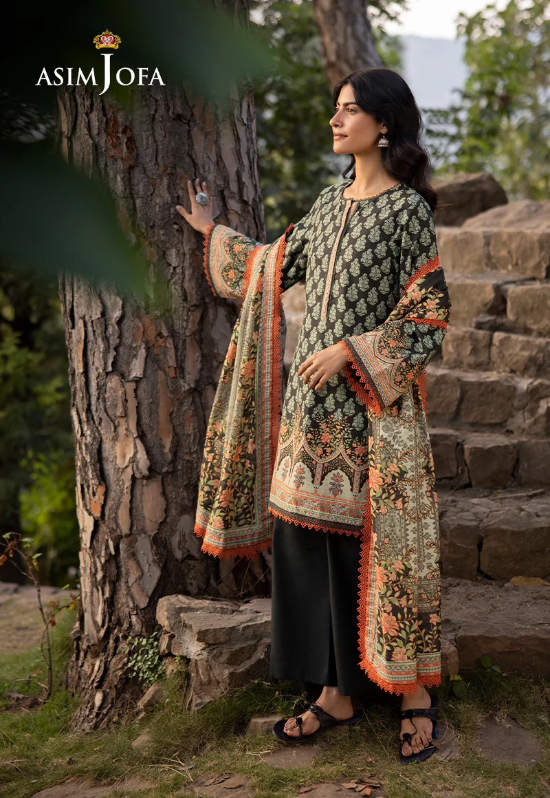 AJUW-43 PRINTED KHADDAR 3 Pcs - Image 3