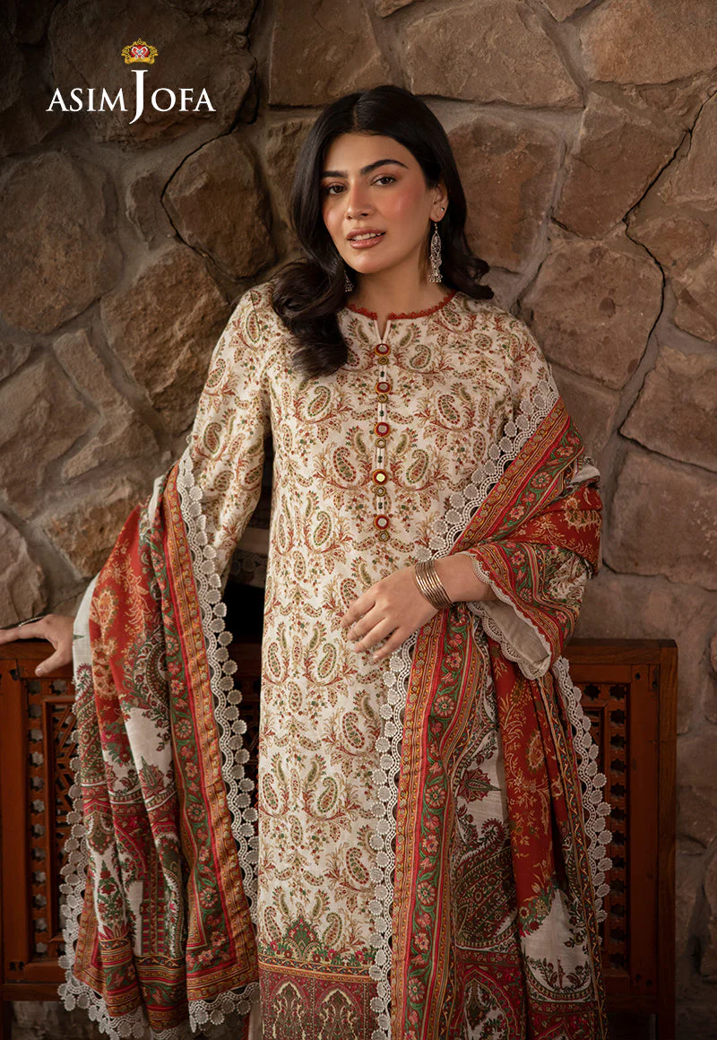 AJUWD-44 PRINTED KHADDAR 3 Pcs - Image 4