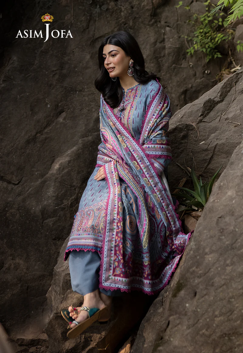 AJUW-45 PRINTED KHADDAR 3 Pcs - Image 7