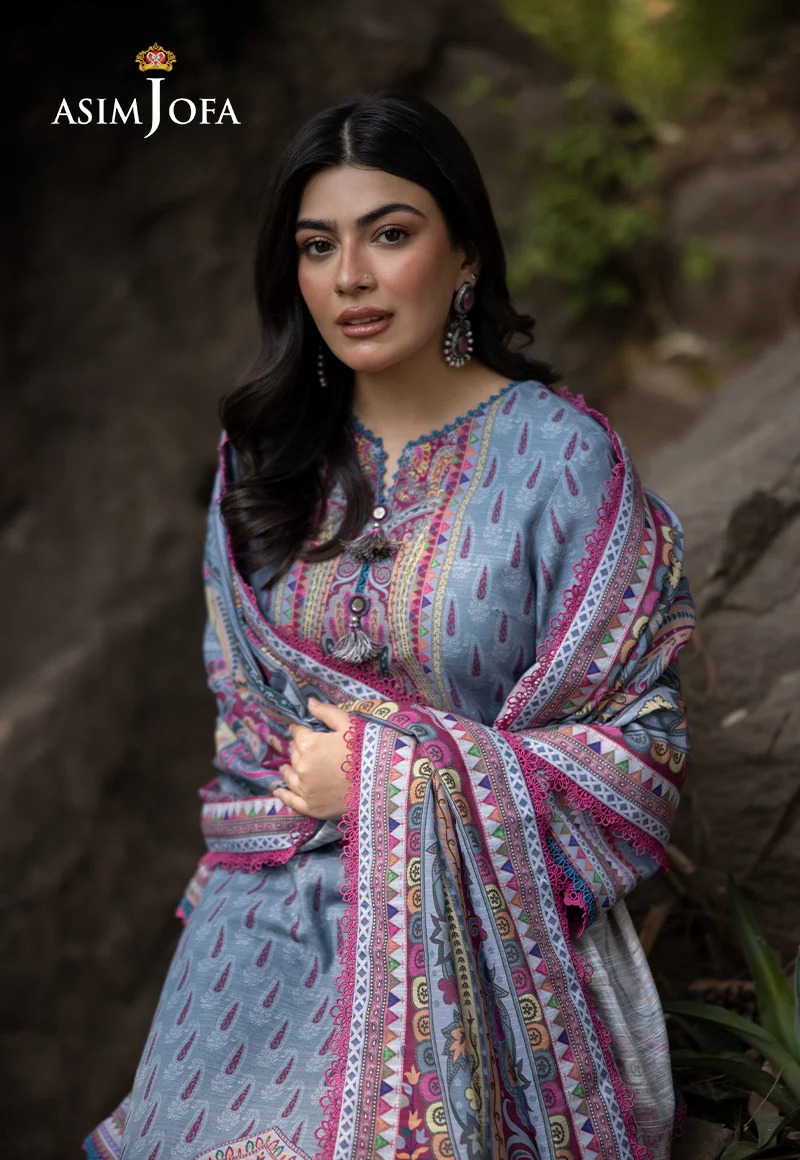 AJUW-45 PRINTED KHADDAR 3 Pcs - Image 8