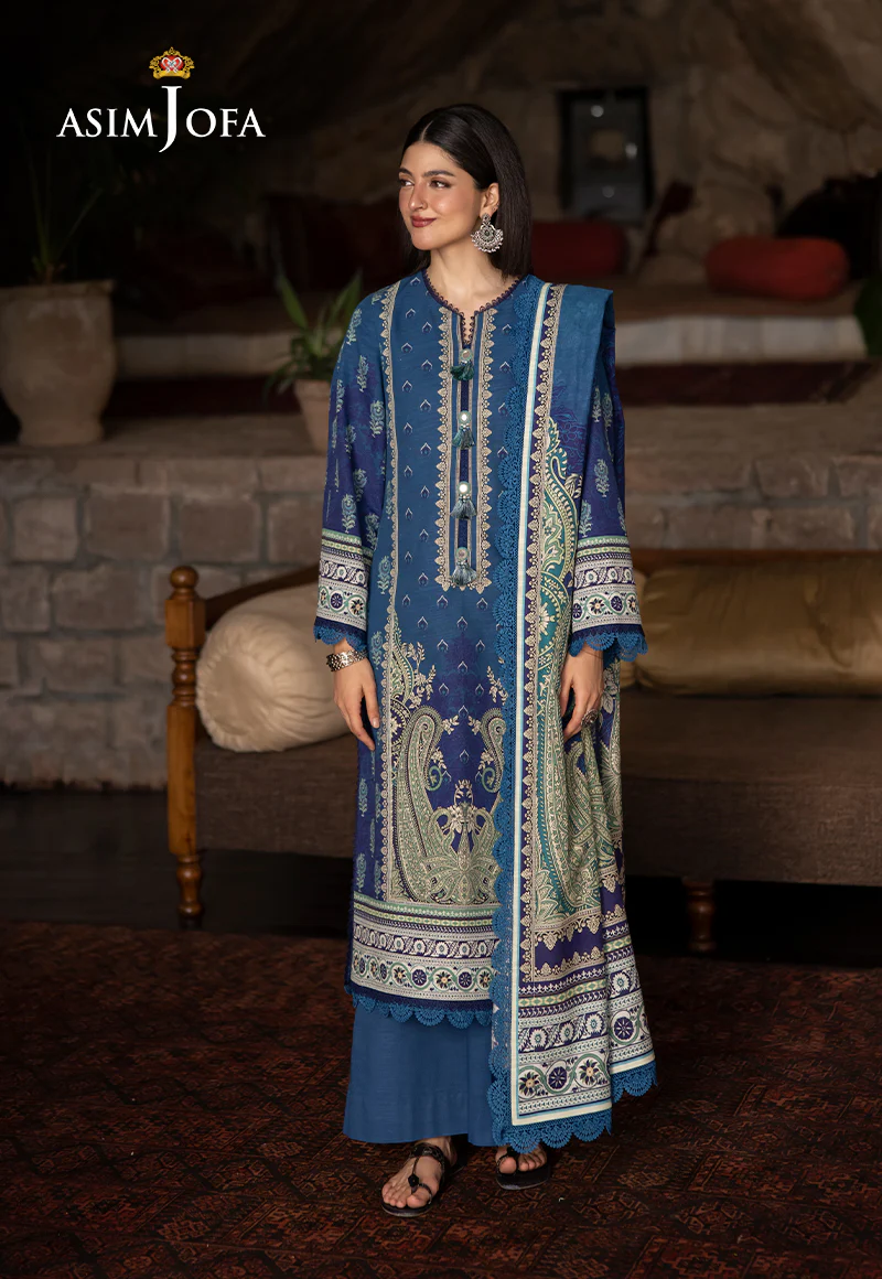 AJUW-46 PRINTED KHADDAR 3 Pcs - Image 3