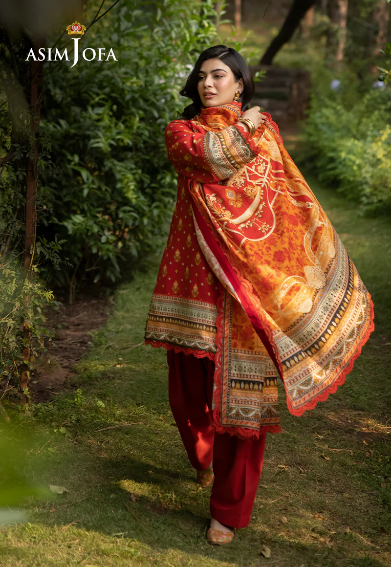 AJUW-47 PRINTED KHADDAR 3 Pcs - Image 4