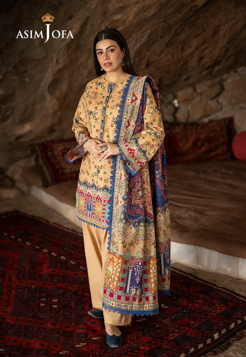 AJUW-48 PRINTED KHADDAR 3 Pcs - Image 3