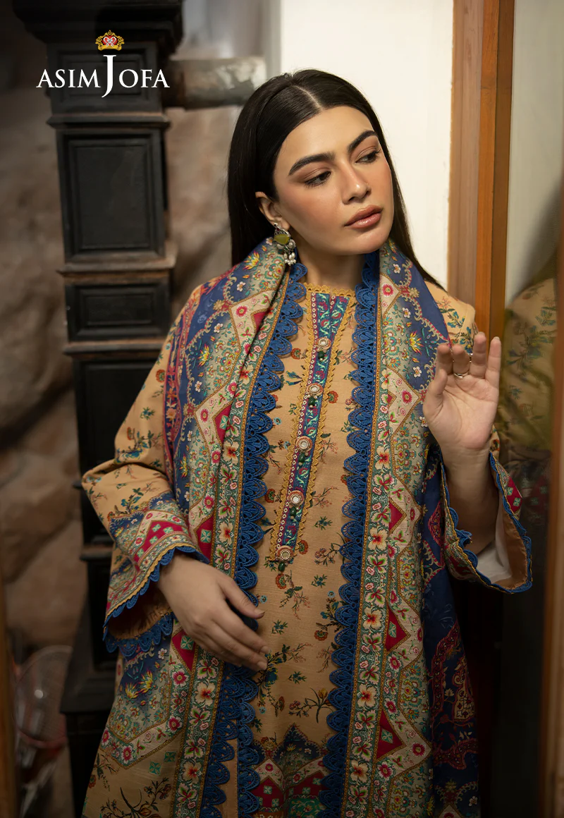 AJUW-48 PRINTED KHADDAR 3 Pcs - Image 4