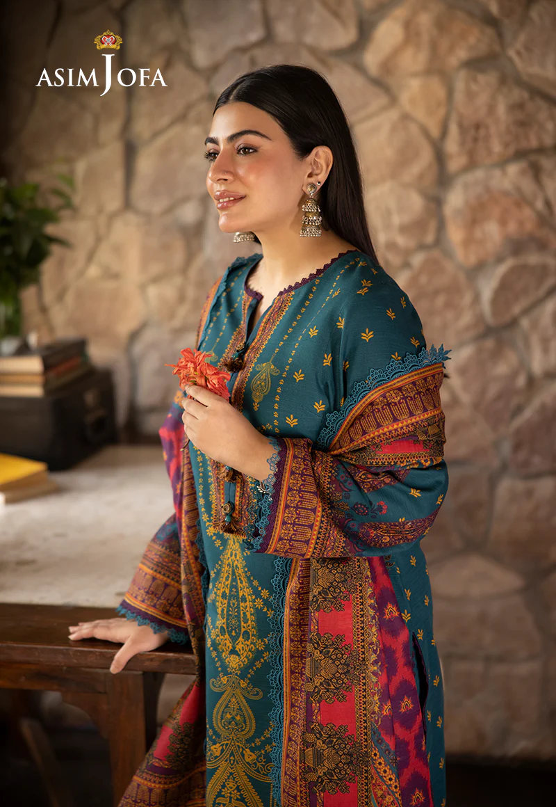 AJUW-52 PRINTED KHADDAR 3 Pcs - Image 6