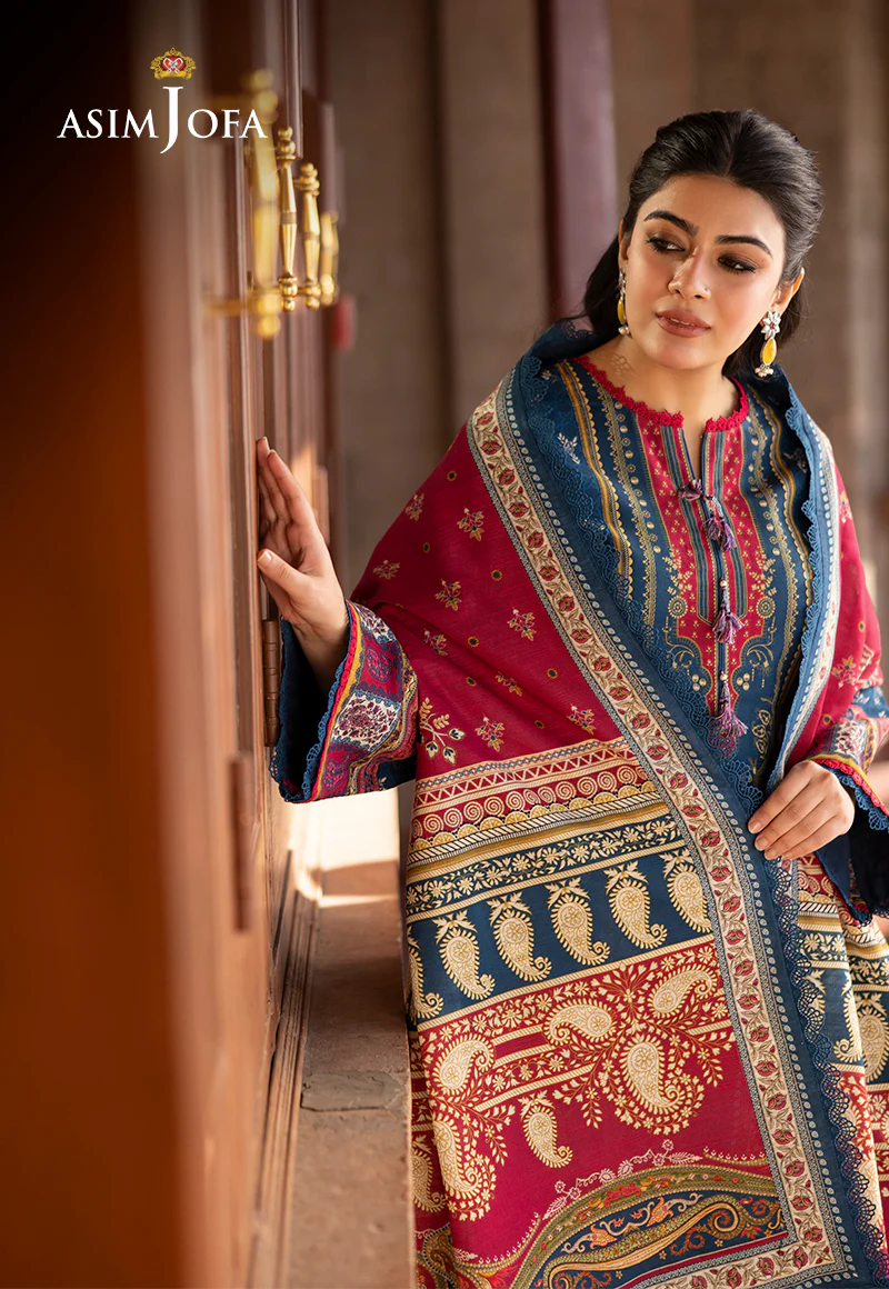 AJUW-53 PRINTED KHADDAR 3 Pcs - Image 3