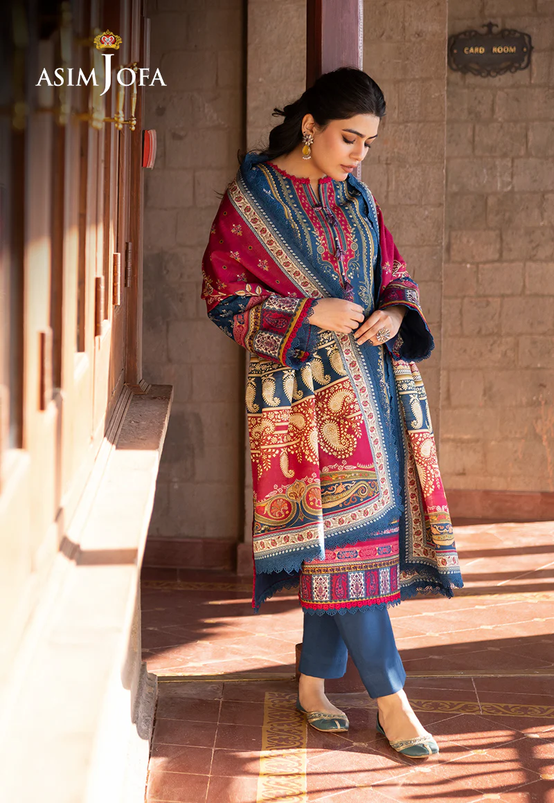 AJUW-53 PRINTED KHADDAR 3 Pcs - Image 4