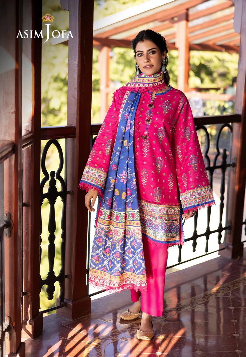AJUW-55 PRINTED KHADDAR 3 Pcs - Image 3
