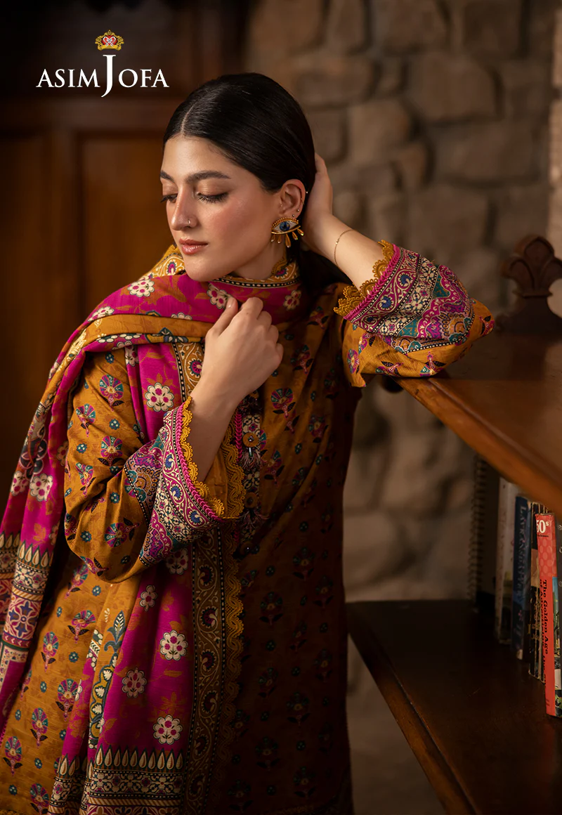 AJUW-56 PRINTED KHADDAR 3 Pcs - Image 5