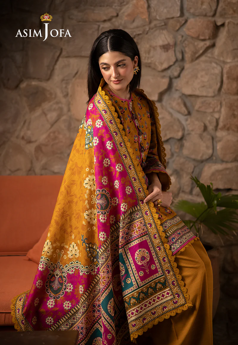 AJUW-56 PRINTED KHADDAR 3 Pcs - Image 6