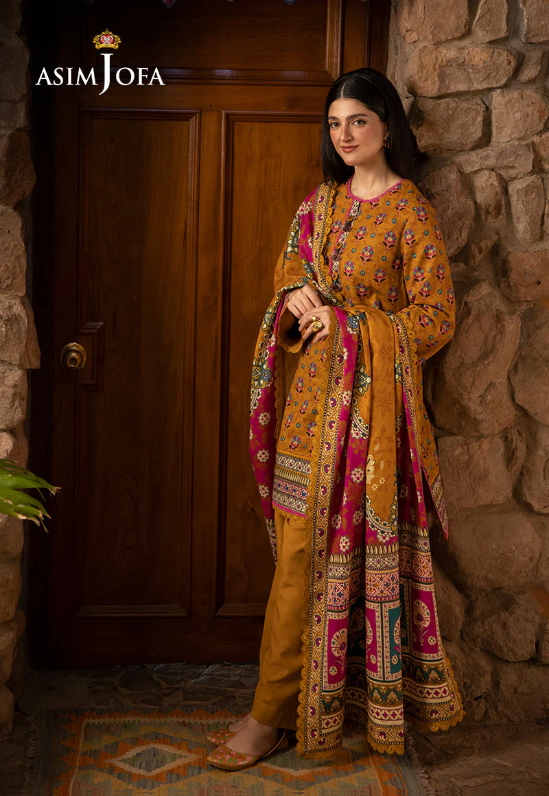 AJUWD-56 PRINTED KHADDAR 3 Pcs - Image 3