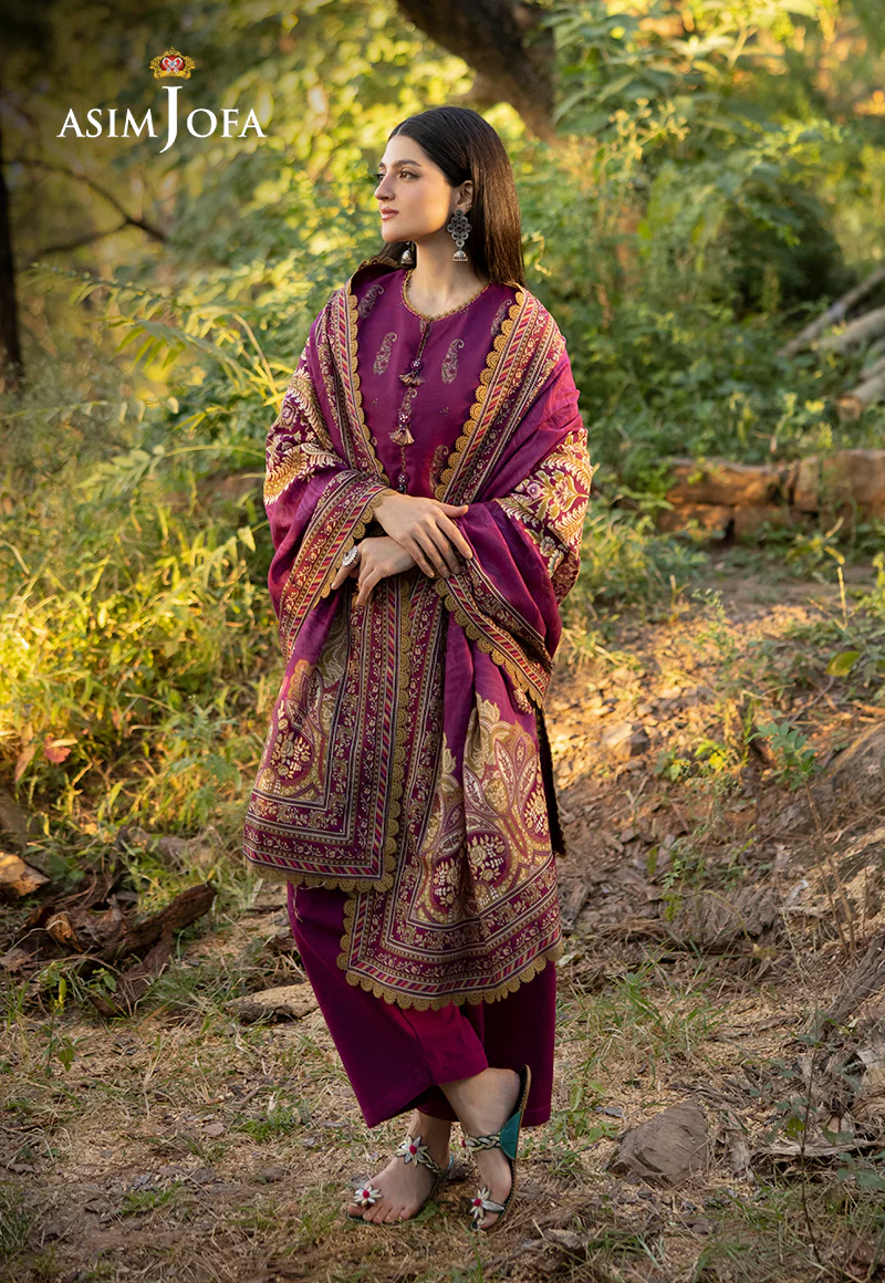 AJUW-58 PRINTED KHADDAR 3 Pcs - Image 4
