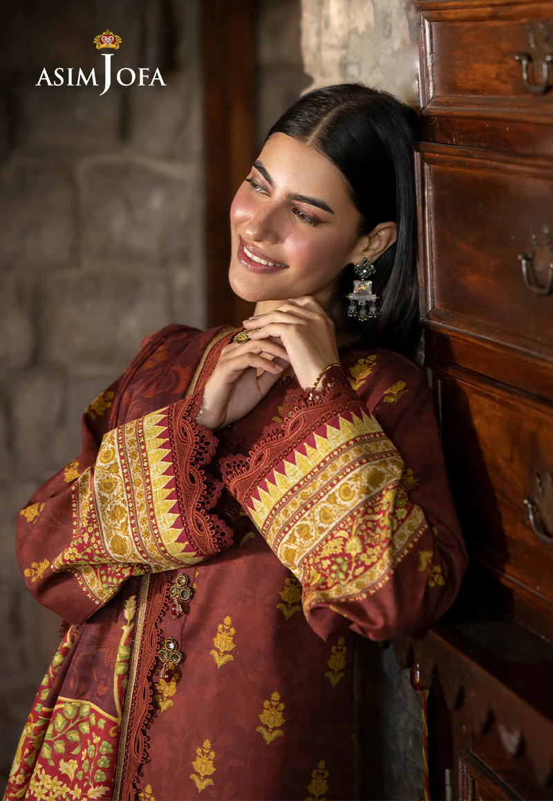 AJUW-59 PRINTED KHADDAR 3 Pcs - Image 3