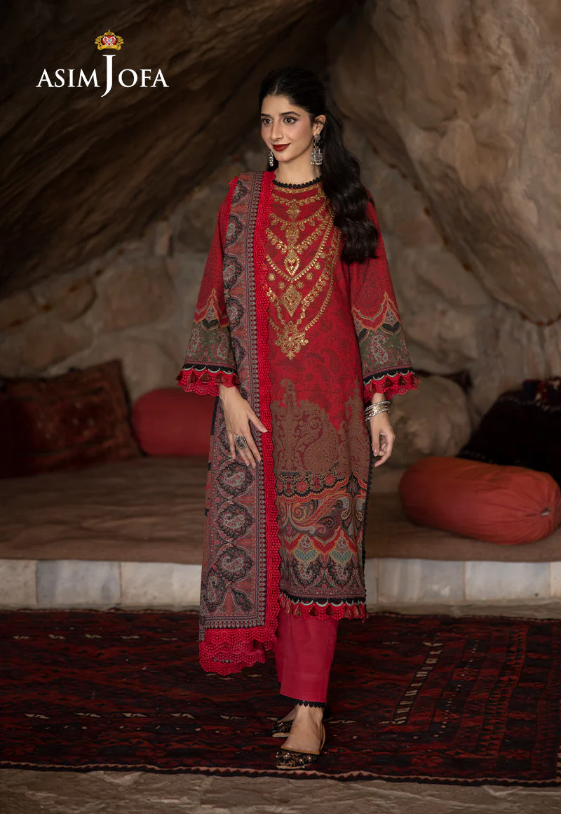 AJUWD-02 EMBROIDERED STITCHED 3 PCS