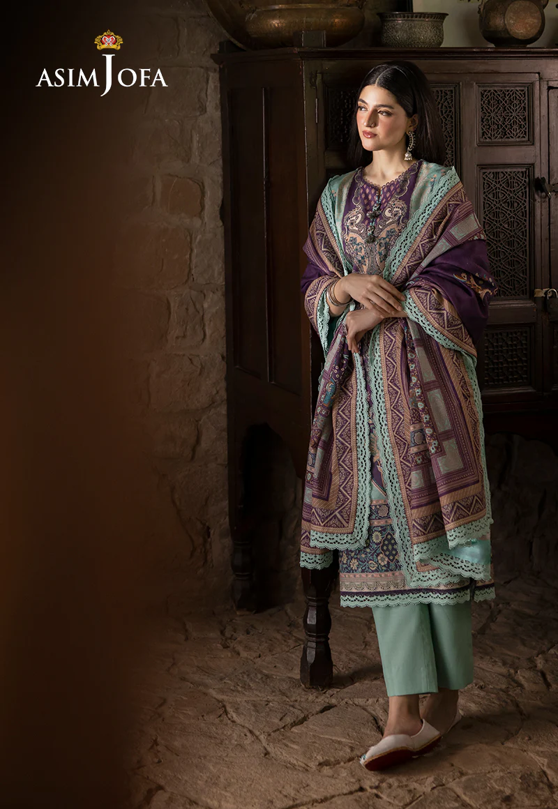 AJUW-57 PRINTED KHADDAR 3 Pcs - Image 4