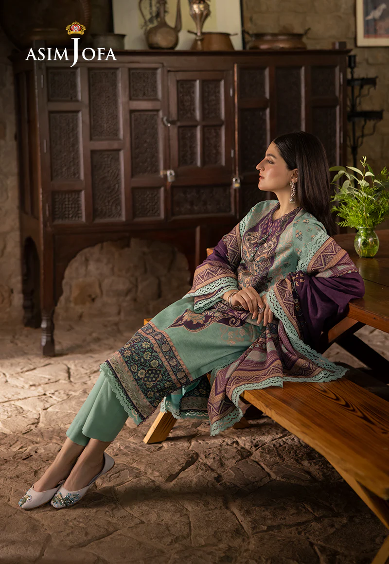 AJUW-57 PRINTED KHADDAR 3 Pcs - Image 6