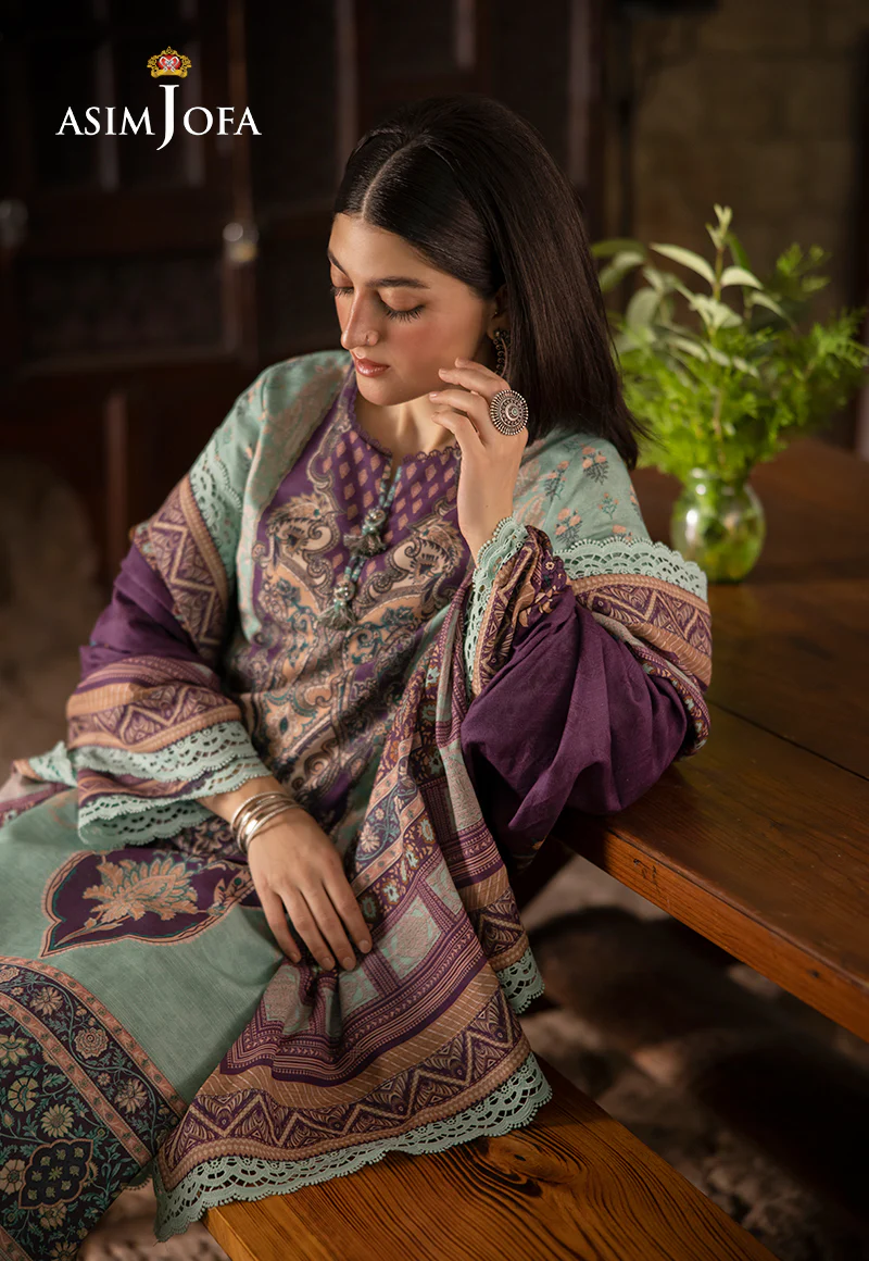 AJUW-57 PRINTED KHADDAR 3 Pcs - Image 7