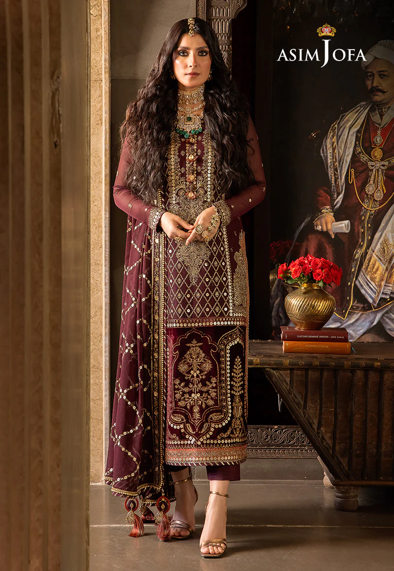 AJVFP-12 EMBROIDERED CHIFFON STITCHED 3 PCS