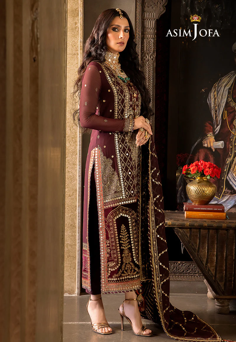 AJVFP-12 EMBROIDERED CHIFFON STITCHED 3 PCS - Image 4
