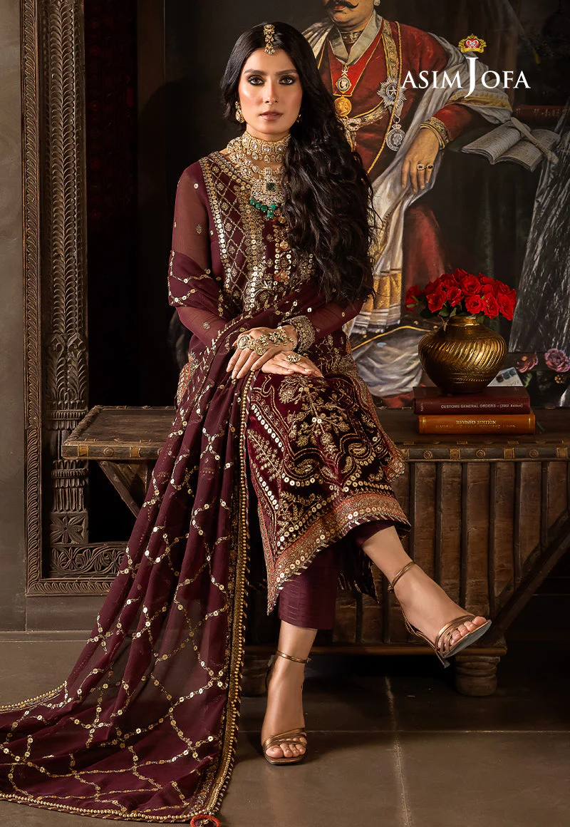 AJVFP-12 EMBROIDERED CHIFFON STITCHED 3 PCS - Image 6