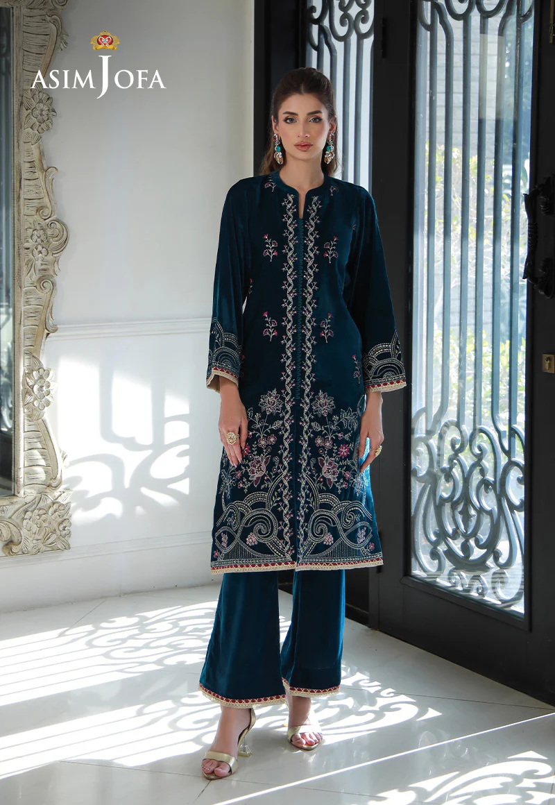 AJVG-09 EMBROIDERED VELVET STITCHED 2PC