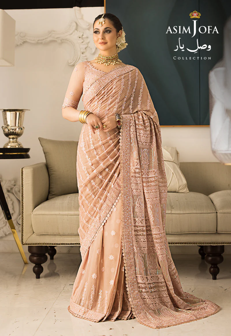 AJVY-09 DESIGNERS STITCHED EMBROIDERED CHIFFON 2 PCS