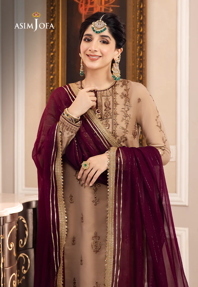 AJZS-12 EMBROIDERED CHANDERI COTTON 3 PCS - Image 2